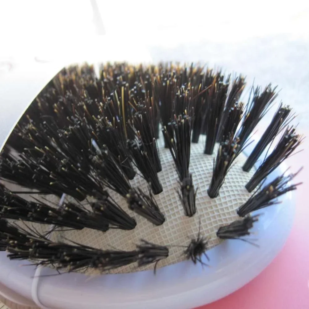 Goody Cushion Hair Brush Smooth Styling Soft Natural Boar Bristles White Plastic
